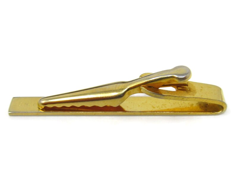 Excellent Classic Grooved Tie Clip Men/'s Vintage Tie Bar Gold Tone