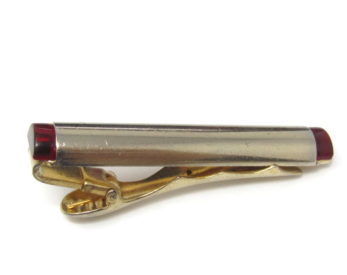 Translucent Red Tips Tie Clip Tie Bar: Vintage Gold Tone - Stand Out from the Crowd with Class