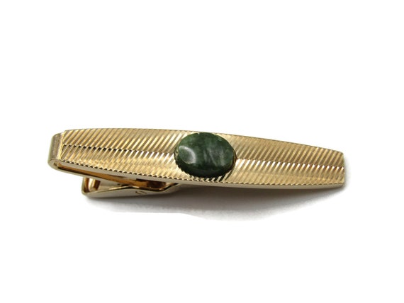Green Stone Inlay Diagonal Lines Design Classic M… - image 1
