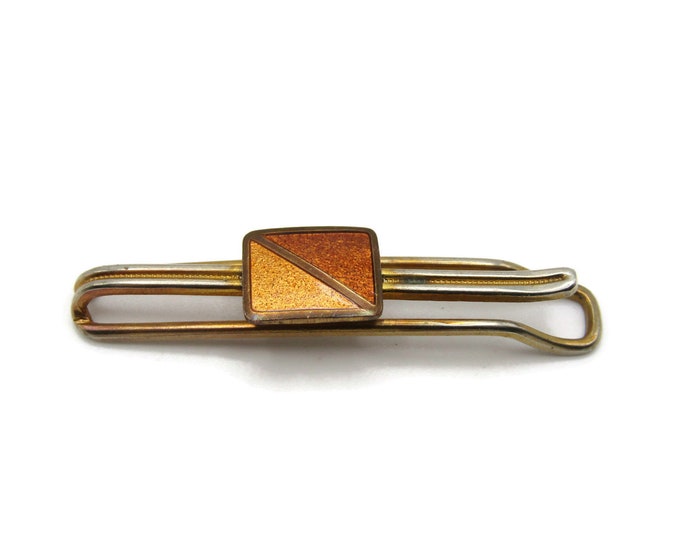 Brown Stone Inlay Open Body Modernist Steam Punk Design Gold Tone Tie Clip Tie Bar Men's Jewelry