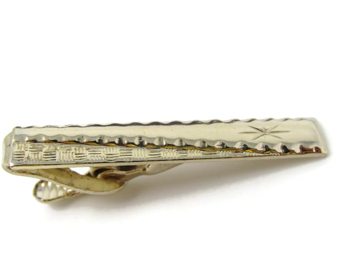 Star Etch Tie Clip Tie Bar: Vintage Gold Tone - Stand Out from the Crowd with Class