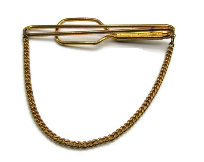 Industrial Steampunk Open Body Gold Tone Tie Chain Tie Clip Tie Bar Men's Jewelry