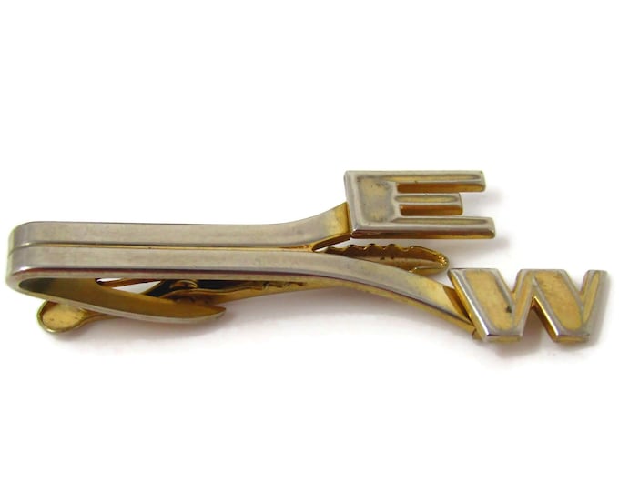 EW Initials Rare Design Tie Clip Vintage Mens Tie Bar Gift for Dad Son Husband Brother