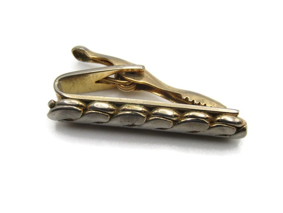 Interlocking Chain Pattern Silver & Gold Tone Tie… - image 3