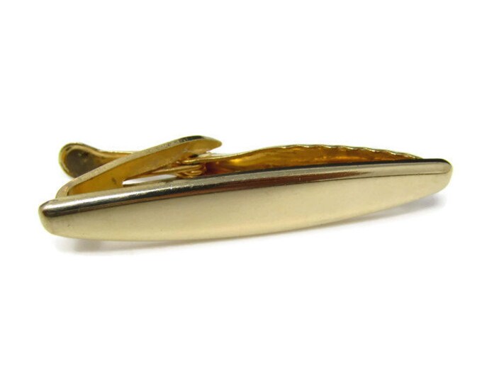 Vintage Tie Bar Tie Clip: Smooth Top Flat Bottom Excellent Sleek Design Gold Tone