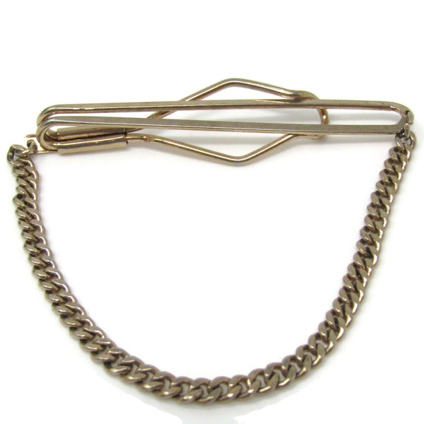 Nice Chain Design Tie Bar Clip Gold Tone Stand Out w/ Style Fit In with Class