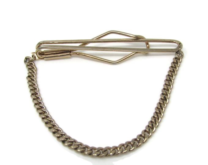 Nice Chain Design Tie Bar Clip Gold Tone Stand Out w/ Style Fit In with Class