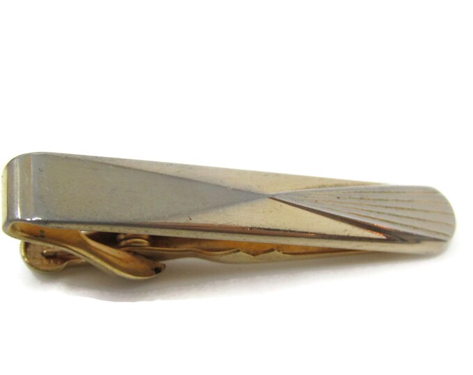Modernist Design Tie Bar Clip Gold Tone Stand Out w/ Style Fit In with Class