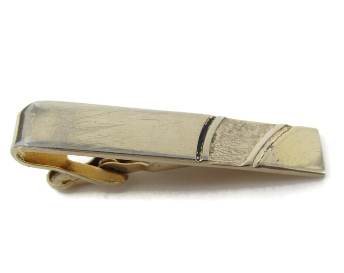 Modernist Curved Lines Tie Bar Clip Gold Tone Vintage Men's Jewelry Nice Design