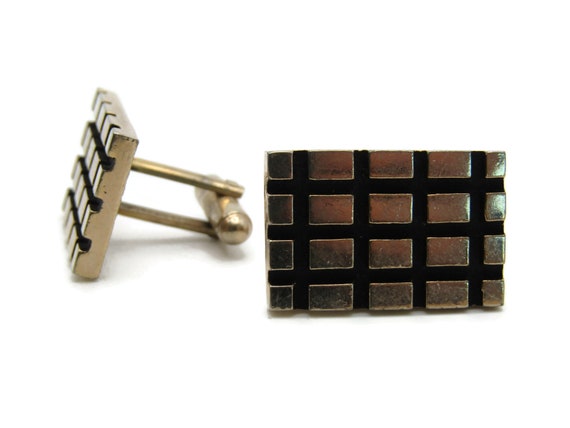 Square & Rectangle Pattern Cuff Links Men's Jewek… - image 1
