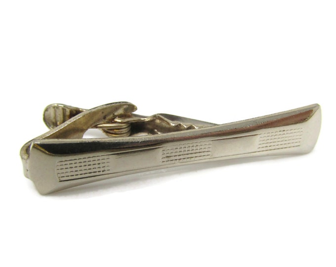 Alternating Waffle Pattern Squeeze Tie Clip Tie Bar: Vintage Gold Tone - Stand Out from the Crowd with Class