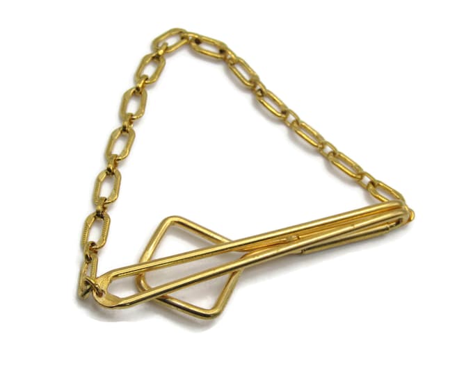 Vintage Tie Clip Tie Bar Gold Tone Tie Chain Link Modern Classic Men's Jewelry