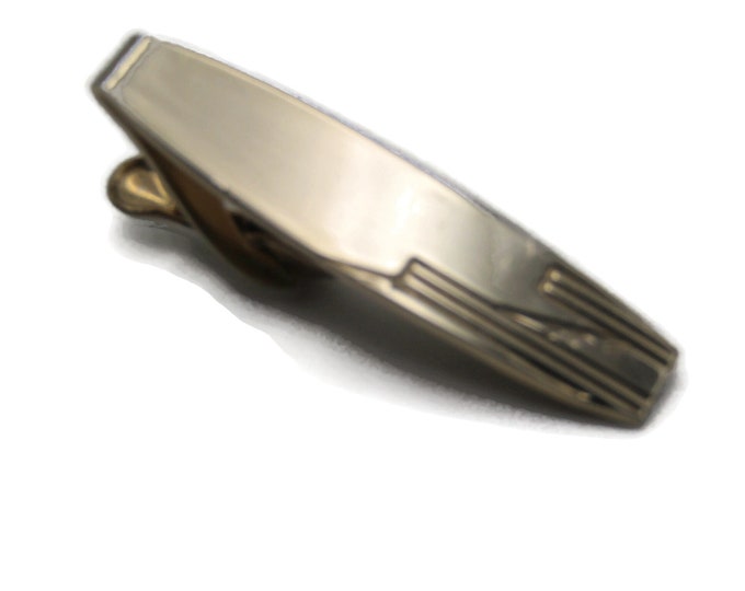 Vintage Tie Bar Tie Clip Gold Tone Geometric Pattern Classic Design Men's Jewelry