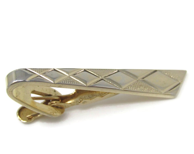 Diamond Pattern Tie Clip Tie Bar: Vintage Gold Tone - Stand Out from the Crowd with Class