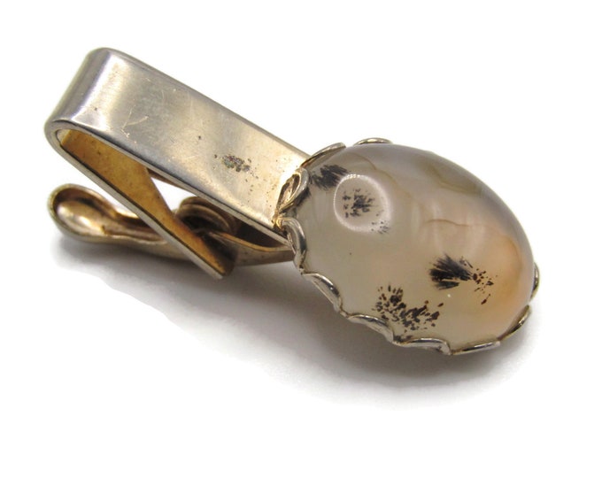 Vintage Tie Clip Tie Bar Gold Tone Stone Accent Men's Jewelry