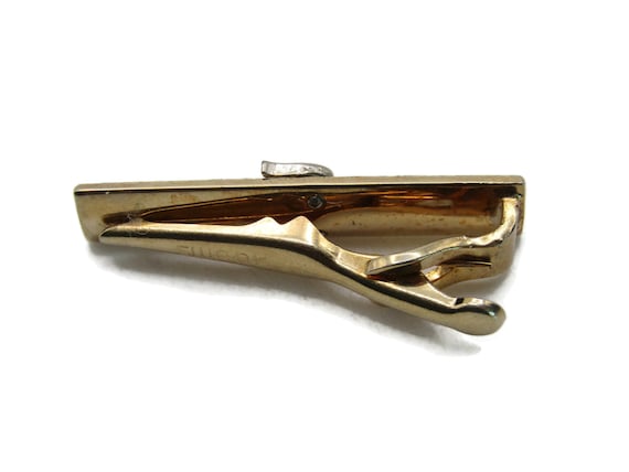 Vintage Gold Tone Tie Clip: Silver Tone "E" Initi… - image 2