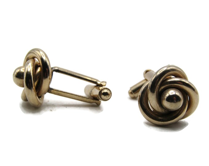 Knotted Flower Cuff Links Men's Jewelry Gold Tone
