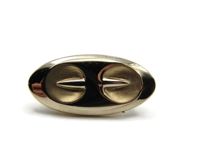 Unique Circle and Bar Design Oval Shape Gold Tone Tie Bar Tie Clip Men's Jewelry