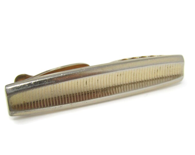 Retro Groove Center Tie Clip Bar Gold Tone Vintage Men's Jewelry Nice Design