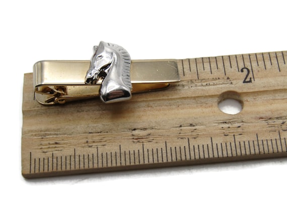 Silver Tone Trojan Horse Head Tie Clip Men's Jewe… - image 4