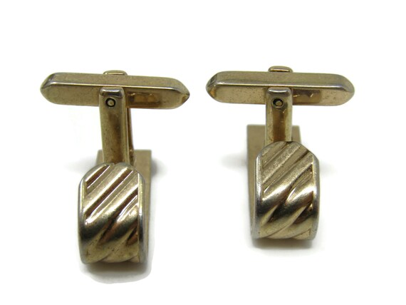 Ridged Curved Cufflinks for Men's Vintage Men's J… - image 2