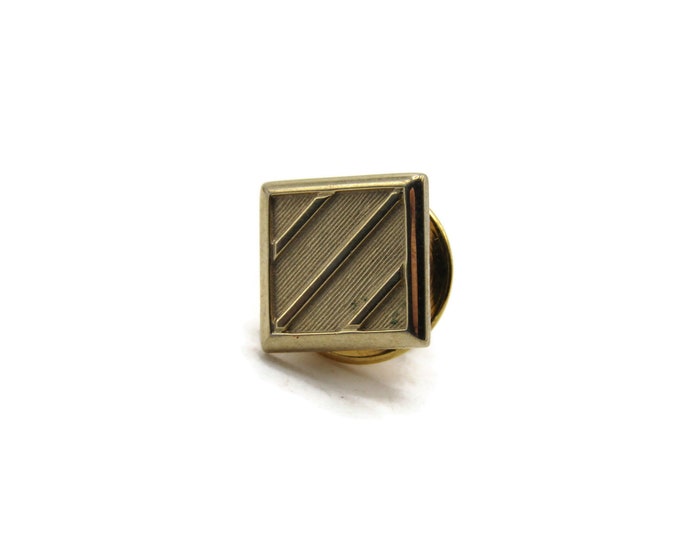 Square Diagonal Line Design Tie Pin Men's Jewelry Gold Tone