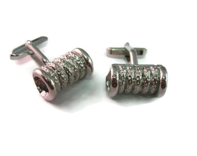 Vintage Cufflinks for Men: Amazing Looped Textured Silver Tone Art Design