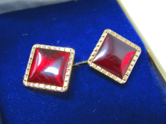 Men's Cufflinks Set Vintage Deep Red High Quality - image 3