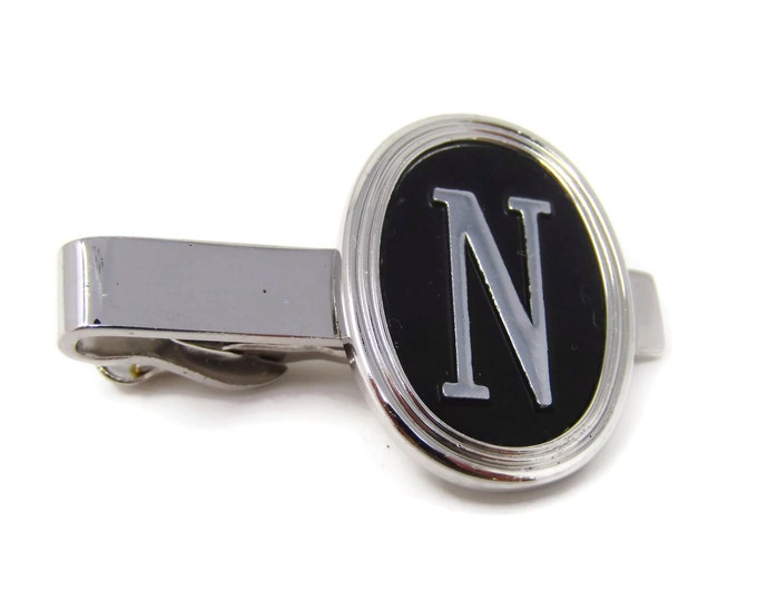 Vintage Tie Clip Tie Bar: Letter N Initial "N" Great Font Nice Quality