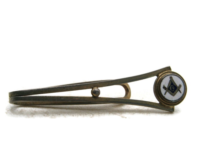 Masonic Tie Clip Tie Bar Open Design Men's Jewelry Gold Tone