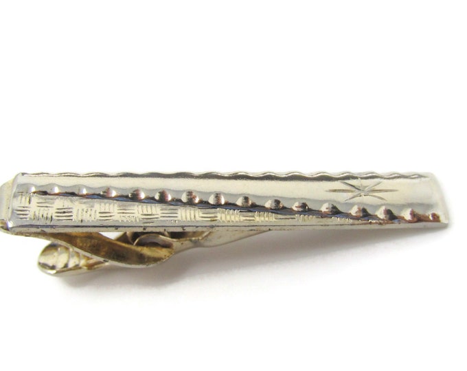 Star Etch Tie Clip Tie Bar: Vintage Gold Tone - Stand Out from the Crowd with Class