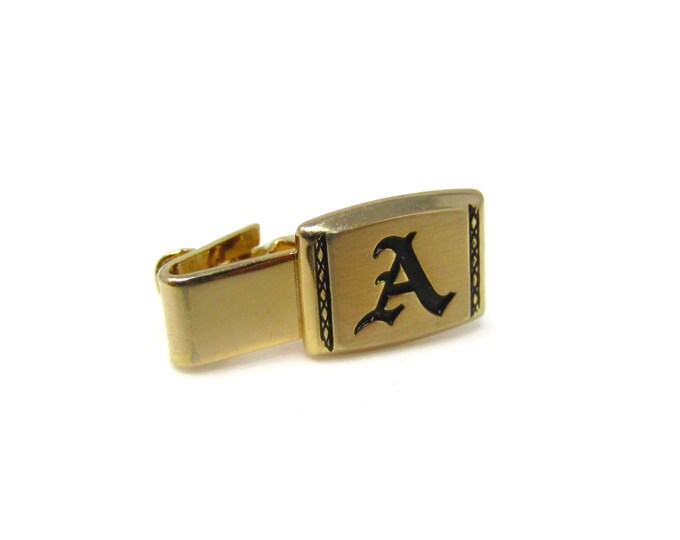 Letter A Tie Clip Men's Vintage Tie Bar Gold Tone