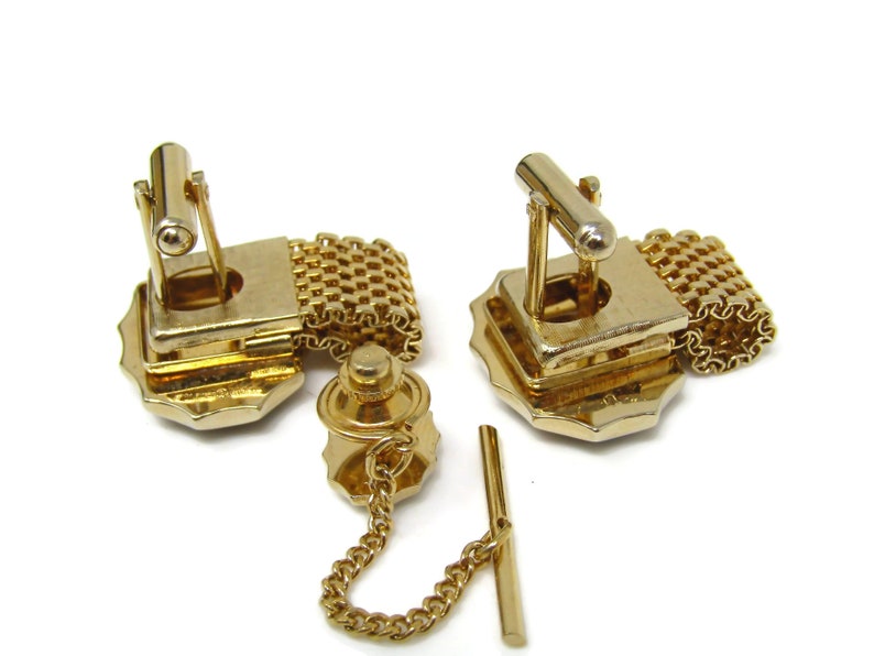 Men's Cufflinks and Tie Tack Pin Set Vintage Black Onyx Etsy