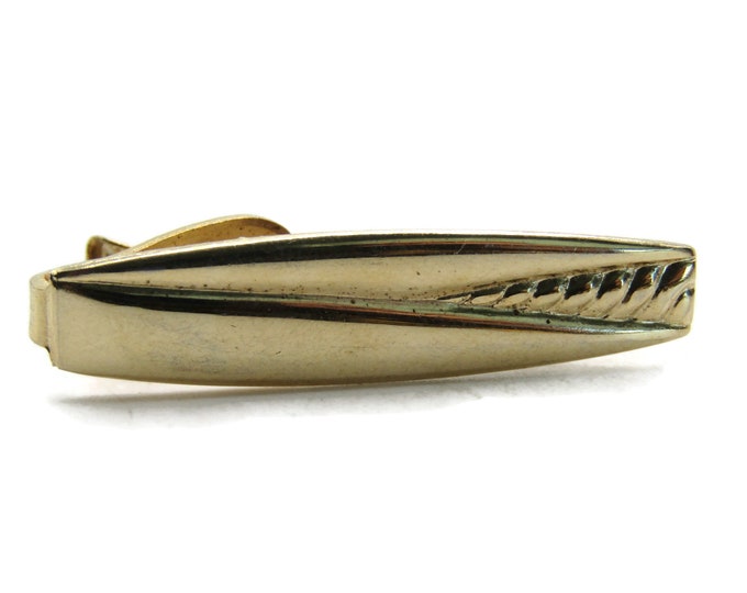 Decorative Tapered Lines Tie Clip Modernist Tie Bar Men's Jewelry Gold Tone