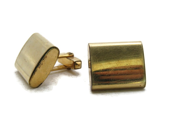 Classic Rectangle Cuff Links Gold Tone Industrial Style Men's Jewelry