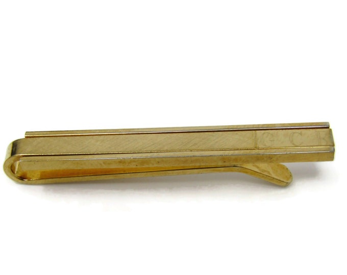 Vintage Tie Bar Clip for Men: GCR Initials Pierre Cardin High Quality Gold Tone