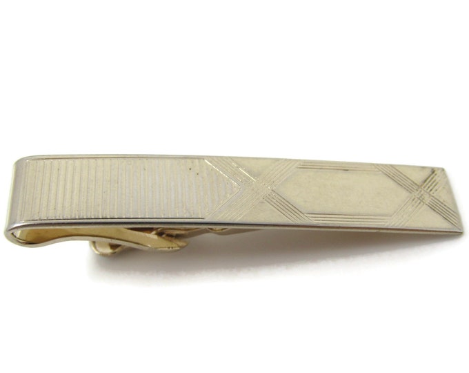 Intersecting X Grooves Tie Clip Tie Bar: Vintage Gold Tone - Stand Out from the Crowd with Class