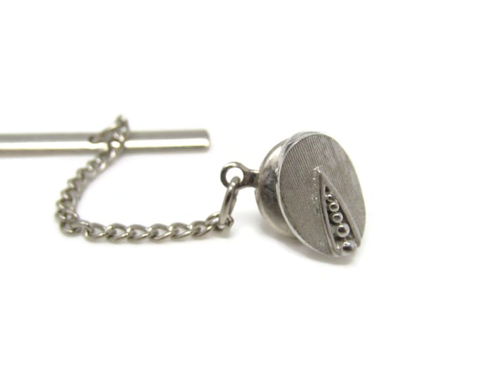 Modernist Oval Tie Pin Tack Silver Tone Vintage Men's Jewelry Nice Design