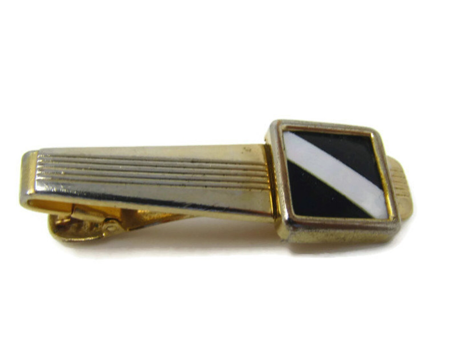 Art Deco Mother of Pearl & Black Rectangle Jaw Clip