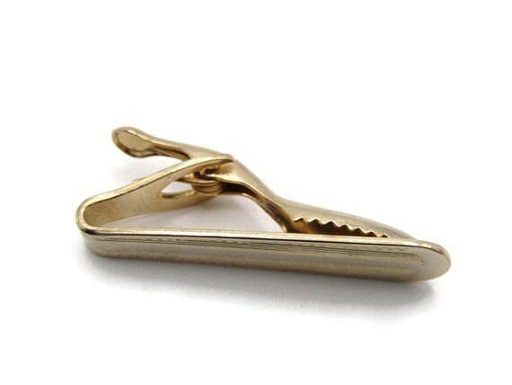 Vintage Gold Tone Tie Bar: Geometric Horizontal L… - image 3