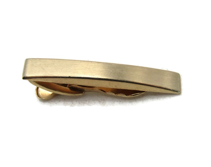 Brushed Finish Tie Clip Classic Design Tie Bar Gold Tone Men's Jewelry