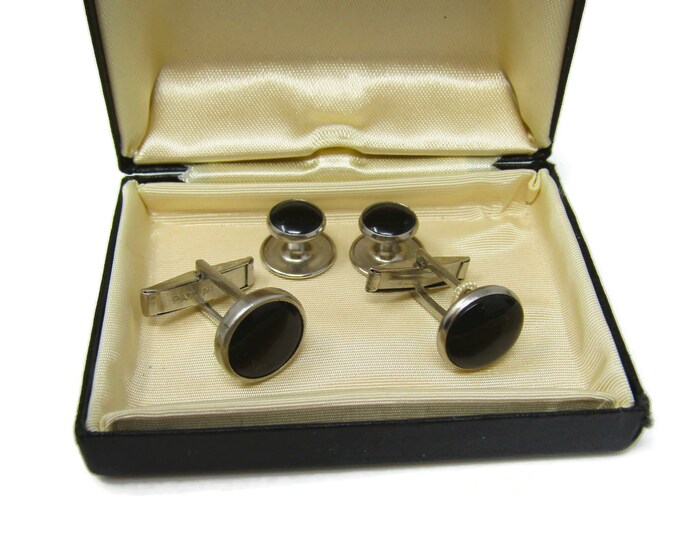 Men's Cufflinks and Studs Vintage Black Center