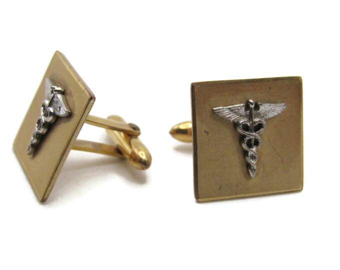 American Medical Association Insignia Cuff Links Men's Jewelry Gold Tone