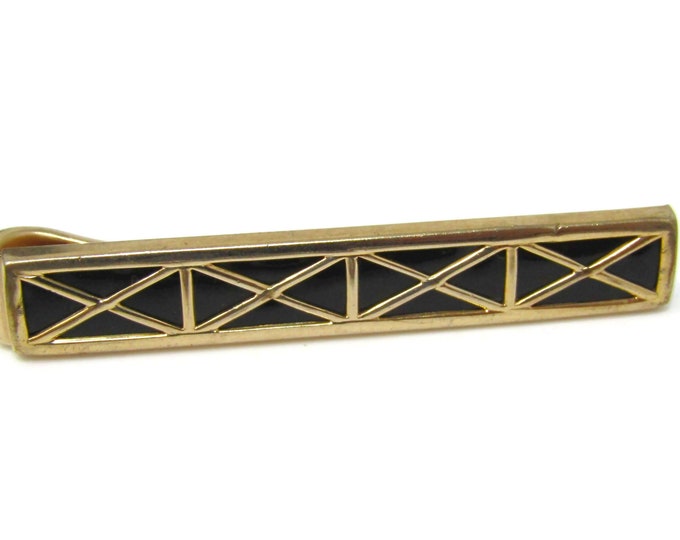 Criss Cross X Gorgeous Tie Clip Men's Vintage Tie Bar Gold Tone Nice Quality