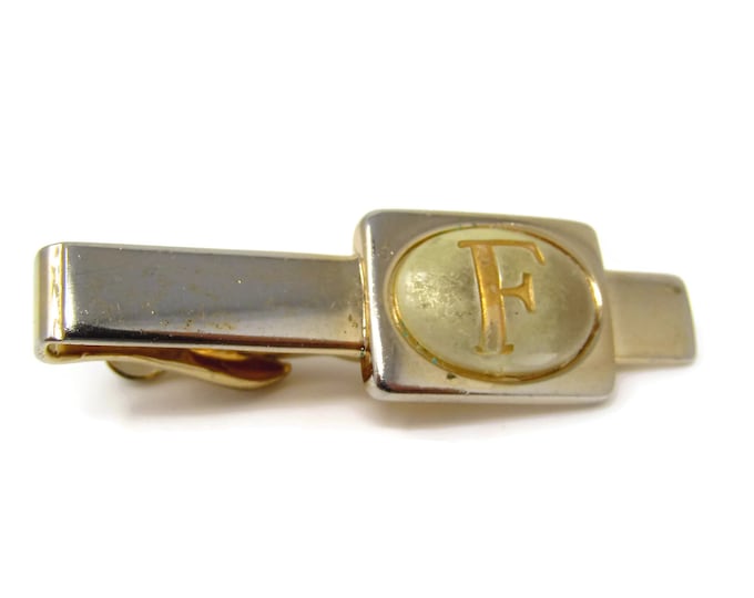 Vintage Tie Clip Tie Bar: Letter F Initial "F" Nice Design