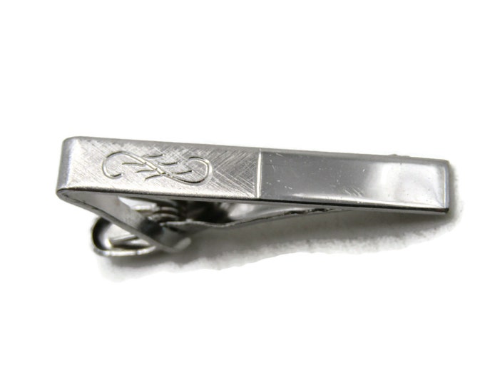 Etched Motif Tie Clip Classic Tie Bar Men's Jewelry Silver Tone