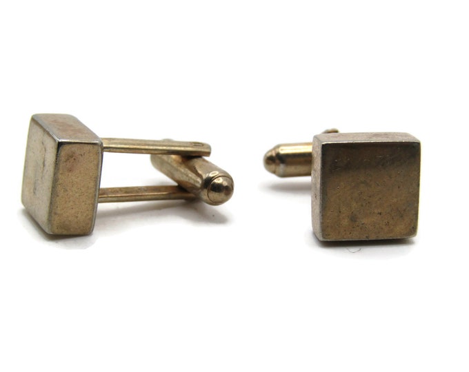 Square Block Cuff Links Men's Jewelry Gold Tone