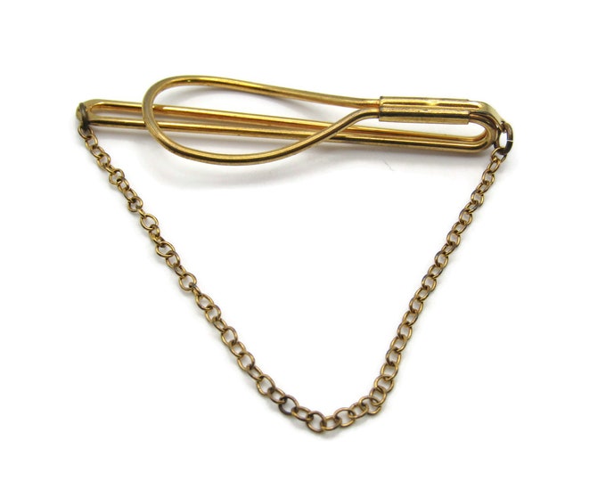 Open Body Tie Chain Gold Tone Vintage Classic Design Tie Bar Tie Clip Men's Jewelry