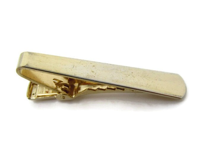 Smooth Round End Tie Clip Vintage Tie Bar: Gold Tone