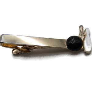 Bowling Ball And Pins Tie Clip Stone inlay Tie Bar Men&#39;s Jewelry Gold Tone